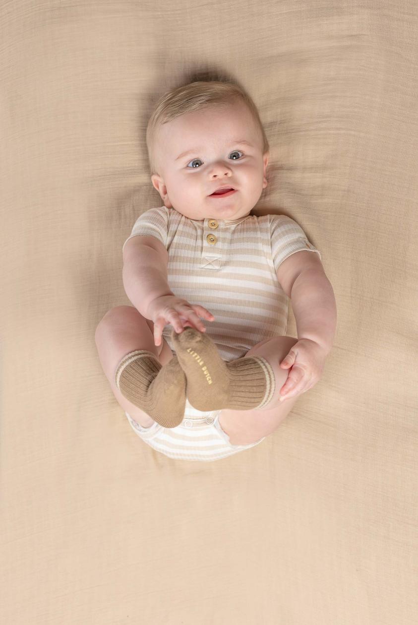 Romper Little Dutch korte mouwen baby bunny gestreept